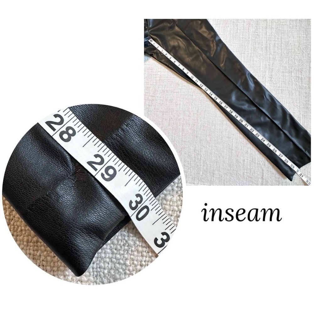 H&M Black Vegan Leather Trousers Coated Pants Faux Straight Leg Women's 6 - Picture 12 of 13